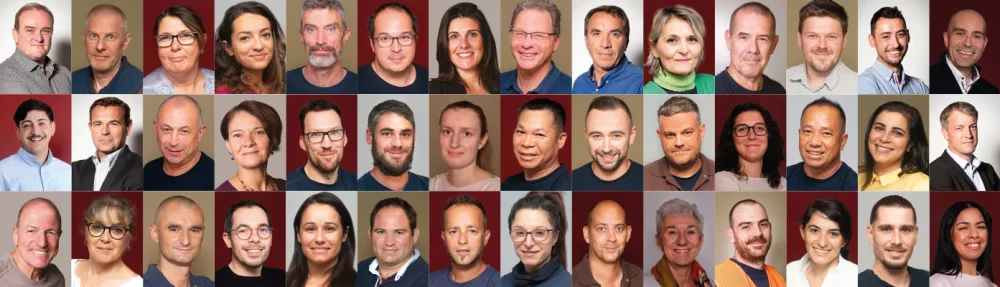 Mosaique des visages des employes Diam Bouchage 2024